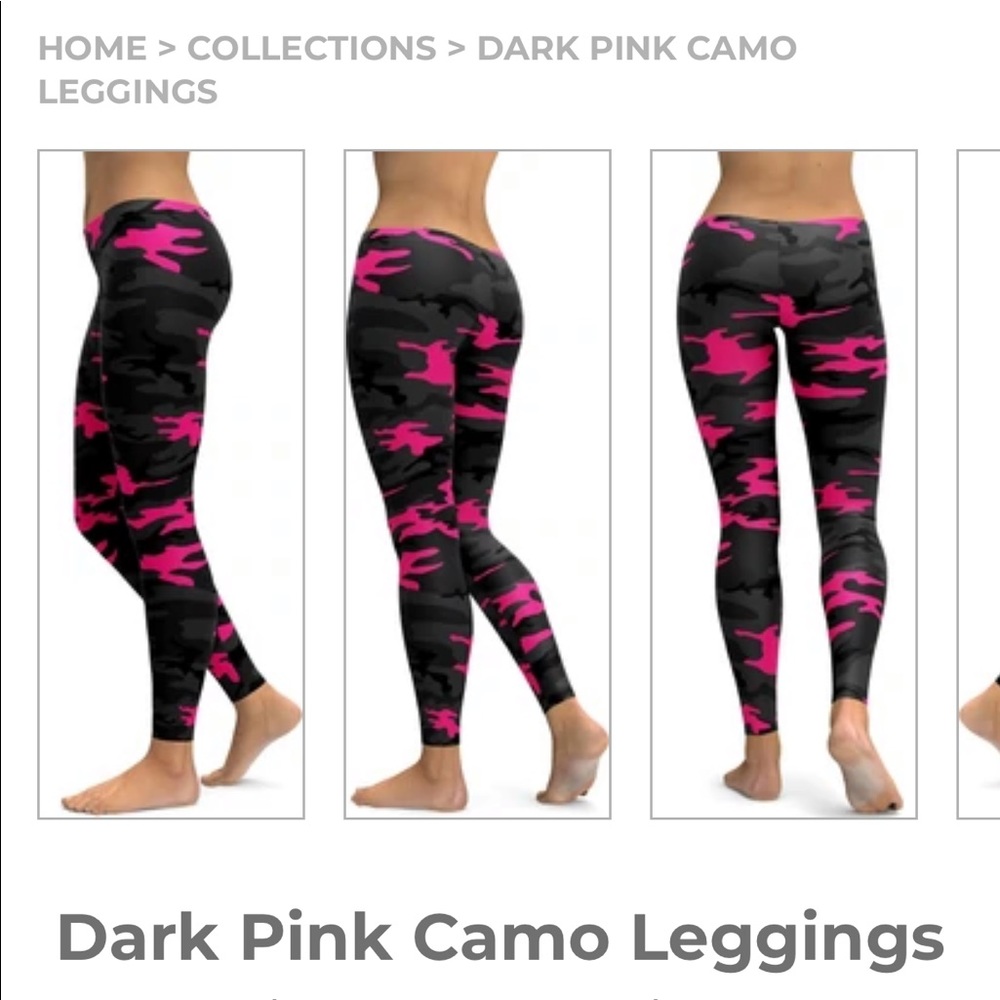 GEARBUNCH Women’s Dark Pink Camo Printed Athletic Leggings Sz S